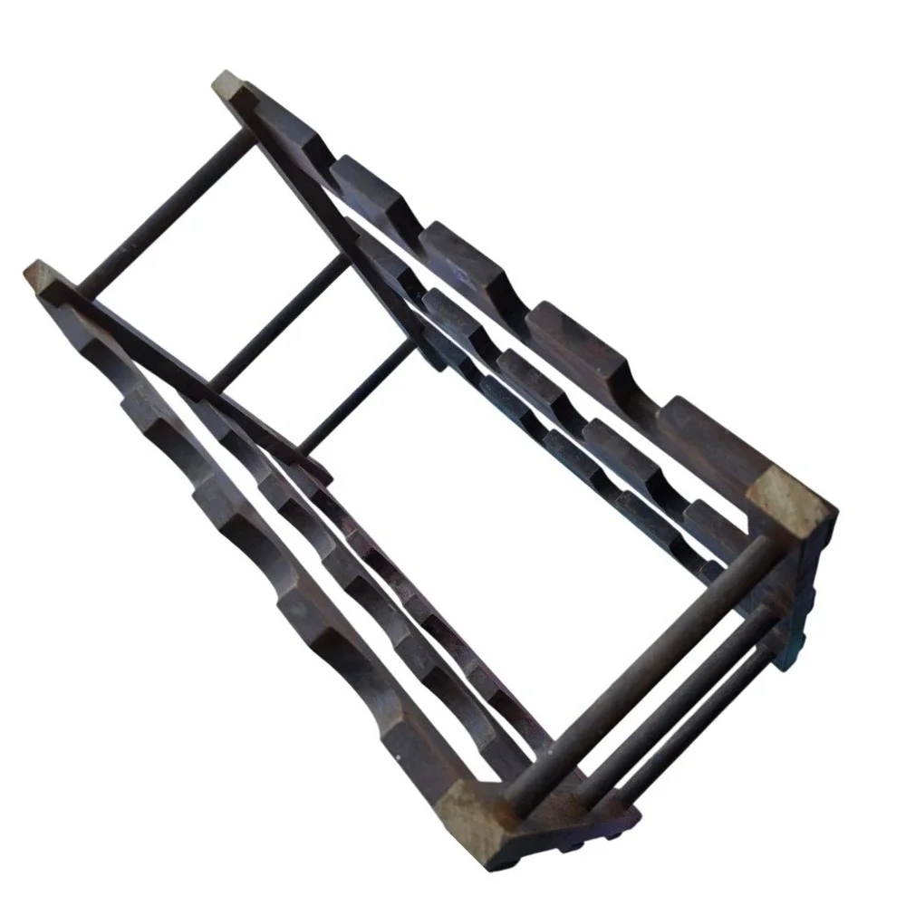 Vintage Rustic Dark Wood 12 Bottle Stackable Wine Rack Freestanding Scalloped‎